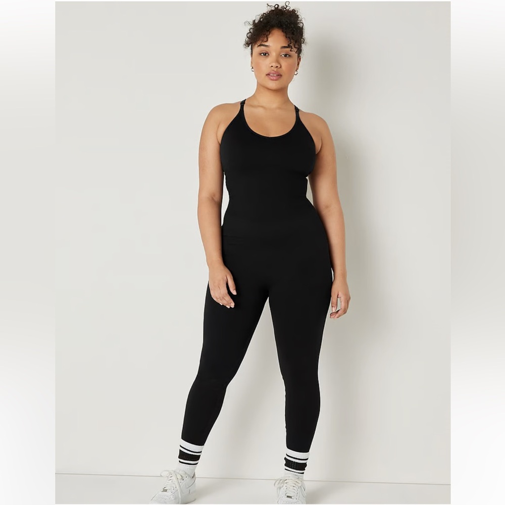 VICTORIA SECRET PINK Active JUMPSUIT Onepiece Seamless Black GYM Small
